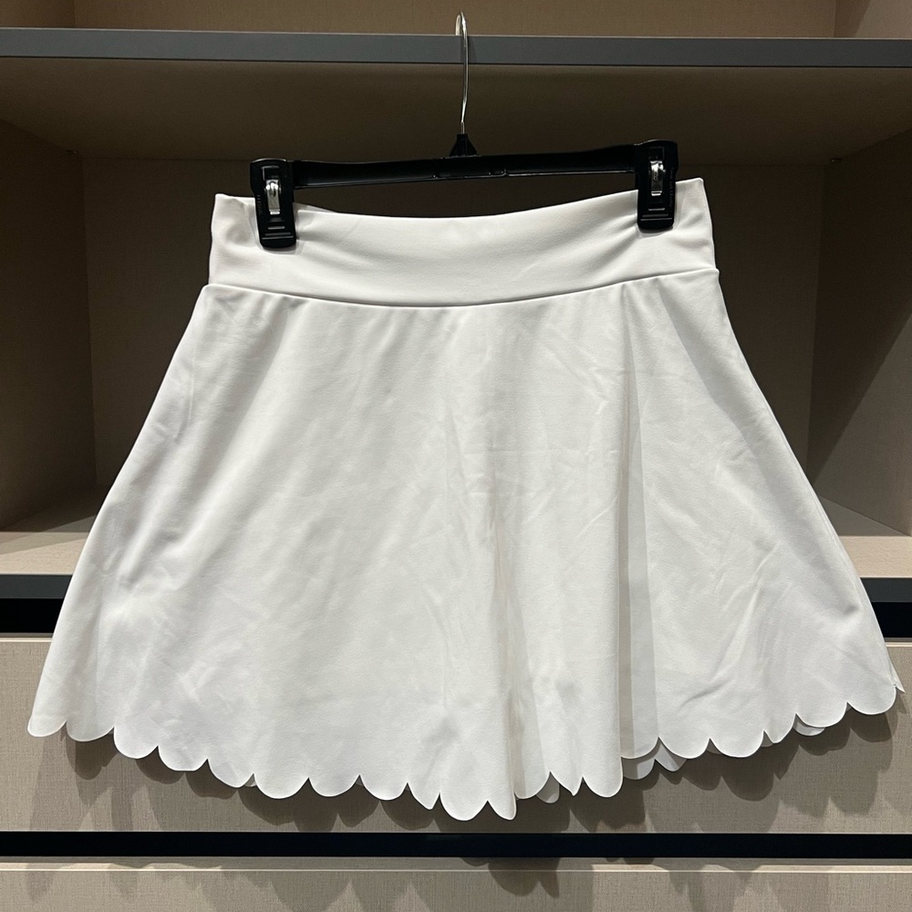 J Crew Active Tennis Skirt Skort White Scalloped Athletic Preppy M